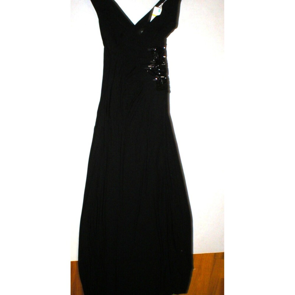 New Womens 2 NWT Designer Dress USA Diane Von Furstenberg Black Gown Long Beads